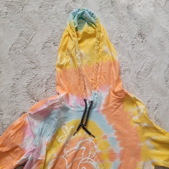 Disney Parks Minnie Mouse Flower Hat TieDye Cotton Drawstring Hoodie Sz S - Picture 3 of 10